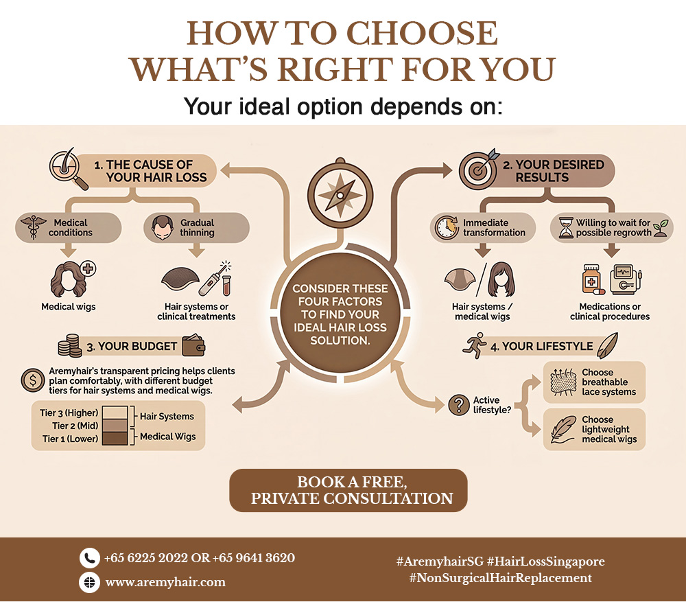 Infographic guide on choosing the right Hair Loss Treatment Singapore option for you_Aremyhair